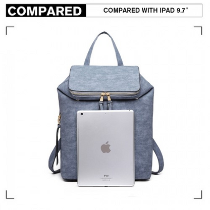 Miss Lulu Expandable Fashion Backpack - Blue | Stylish & Practical for School, Work, or Everyday Use