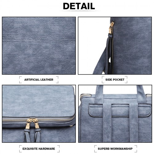 Miss Lulu Expandable Fashion Backpack - Blue | Stylish & Practical for School, Work, or Everyday Use