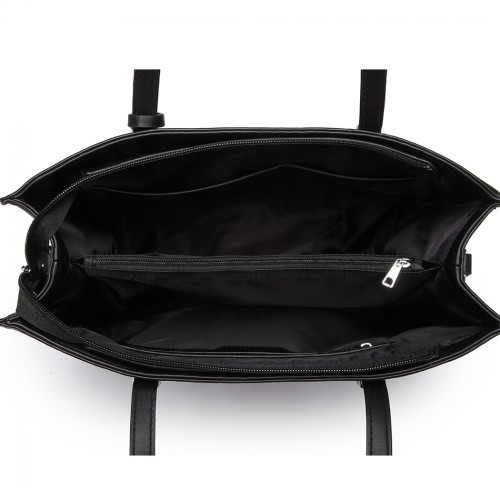 Miss Lulu Glossy Detail Shoulder Bag - Black | Stylish & Versatile Bag for Women