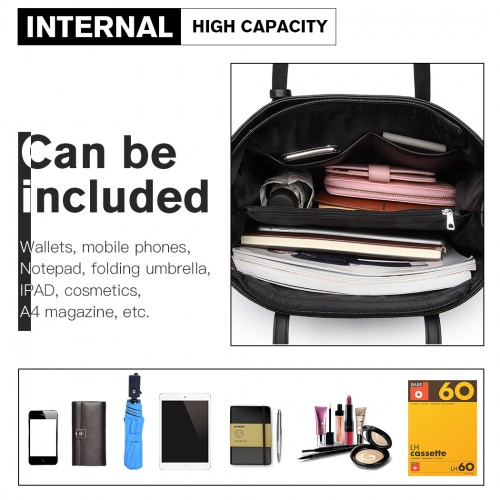 Miss Lulu Glossy Detail Shoulder Bag - Black | Stylish & Versatile Bag for Women