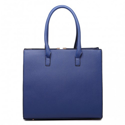 Miss Lulu Split Front Design Medium Tote Handbag - Navy and Brown