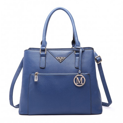 Miss Lulu Front Pocket Multi Compartment Briefcase Shoulder Bag - Navy | LT6611