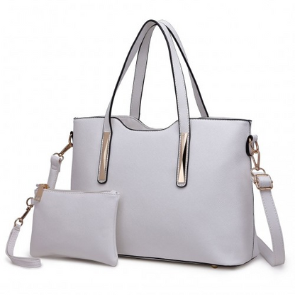 Elegant Miss Lulu White PU Leather Handbag & Purse | Stylish Women's Tote with Adjustable Strap & Gold Tone Hardware
