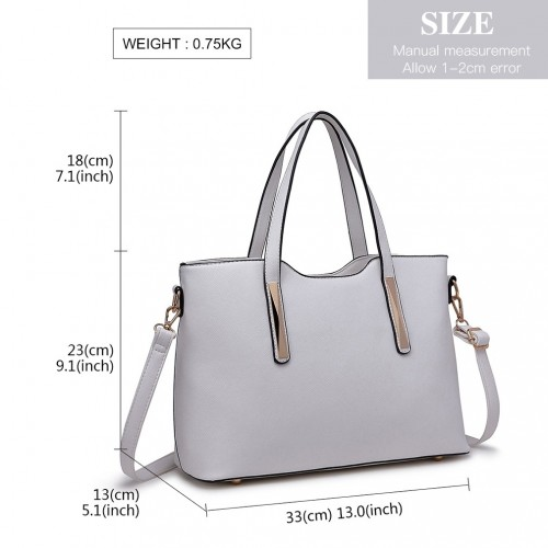Elegant Miss Lulu White PU Leather Handbag & Purse | Stylish Women's Tote with Adjustable Strap & Gold Tone Hardware