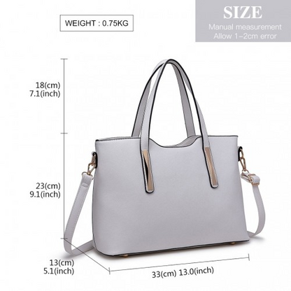Elegant Miss Lulu White PU Leather Handbag & Purse | Stylish Women's Tote with Adjustable Strap & Gold Tone Hardware