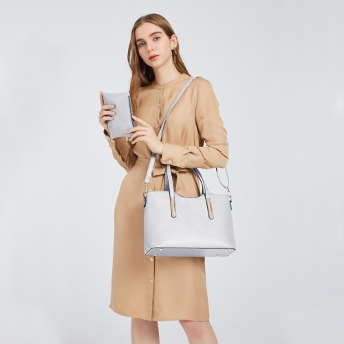 Elegant Miss Lulu White PU Leather Handbag & Purse | Stylish Women's Tote with Adjustable Strap & Gold Tone Hardware