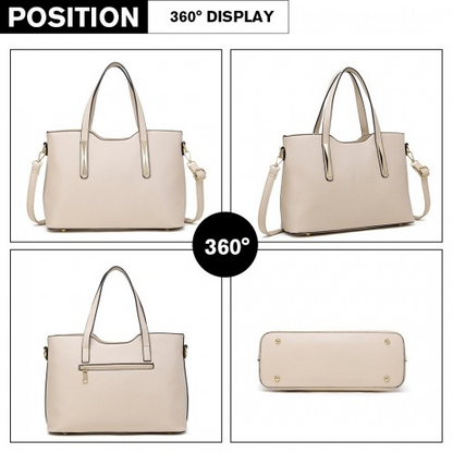 Miss Lulu PU Leather Handbag & Purse - Beige | Stylish & Functional Women's Handbag