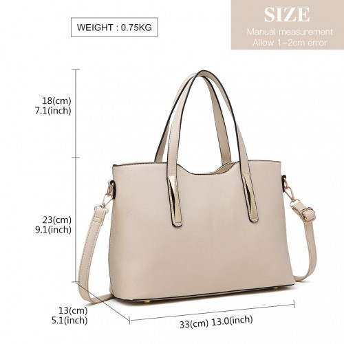 Miss Lulu PU Leather Handbag & Purse - Beige | Stylish & Functional Women's Handbag