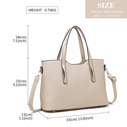 Miss Lulu PU Leather Handbag & Purse - Beige | Stylish & Functional Women's Handbag