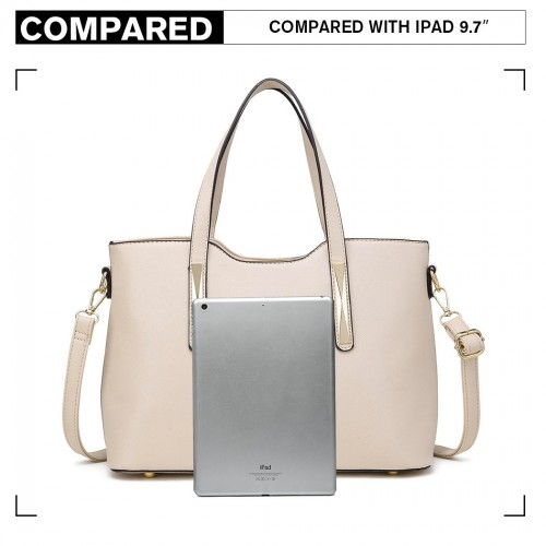 Miss Lulu PU Leather Handbag & Purse - Beige | Stylish & Functional Women's Handbag