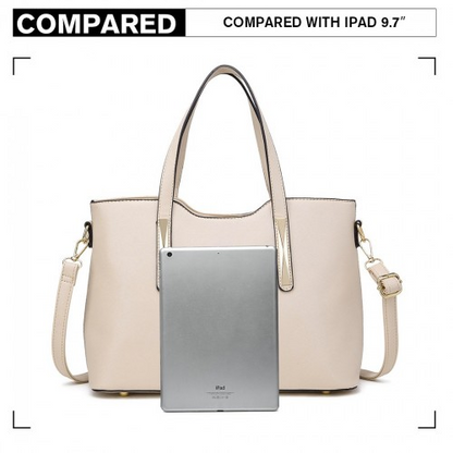 Miss Lulu PU Leather Handbag & Purse - Beige | Stylish & Functional Women's Handbag