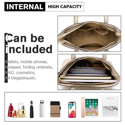 Miss Lulu PU Leather Handbag & Purse - Beige | Stylish & Functional Women's Handbag