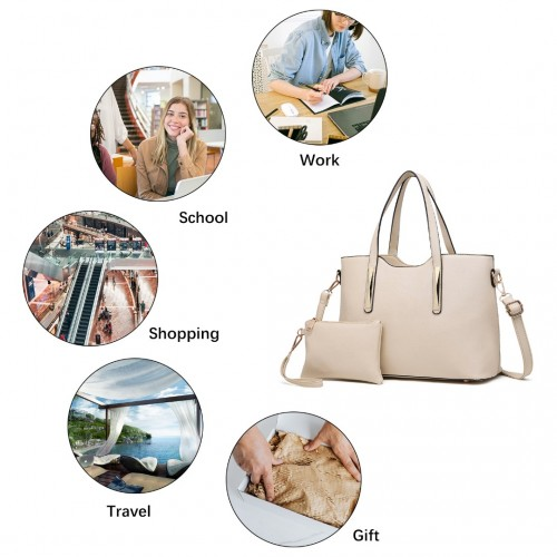 Miss Lulu PU Leather Handbag & Purse - Beige | Stylish & Functional Women's Handbag