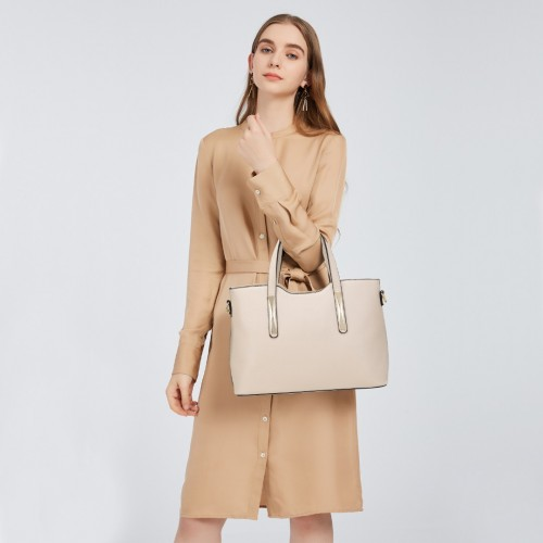 Miss Lulu PU Leather Handbag & Purse - Beige | Stylish & Functional Women's Handbag