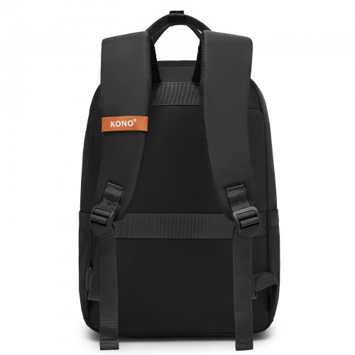 Kono Casual Contemporary Backpack with Laptop Sleeve & Padded Straps for Daily Commute - Black