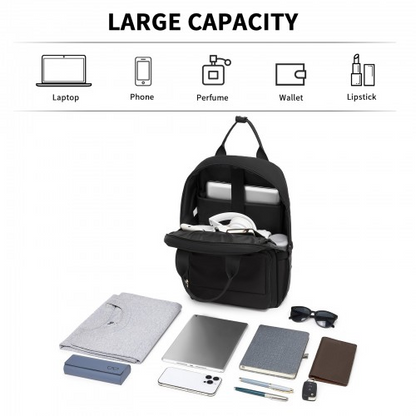 Kono Casual Contemporary Backpack with Laptop Sleeve & Padded Straps for Daily Commute - Black