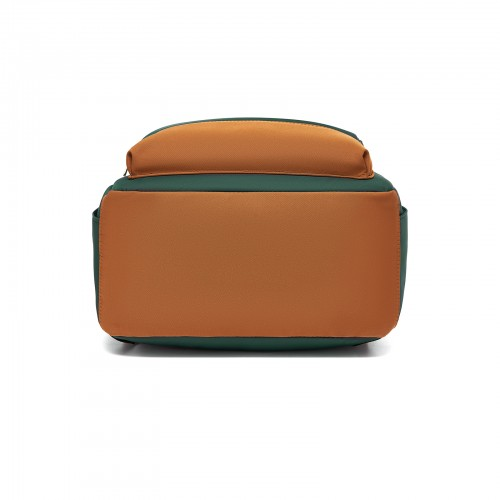 Kono Casual Contemporary Backpack with Laptop Sleeve & Padded Straps - Green & Brown