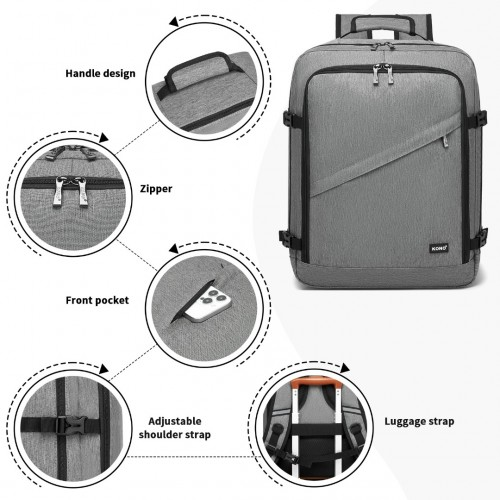 Kono Multi-purpose Business Backpack - Fits 15.6" Laptop, Ideal for Work, Travel & Daily Commute - Grey