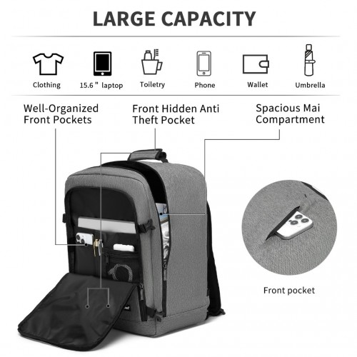 Kono Multi-purpose Business Backpack - Fits 15.6" Laptop, Ideal for Work, Travel & Daily Commute - Grey