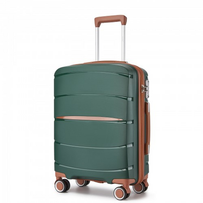 Kono 20-Inch Modern Scratch-Resistant Cabin Suitcase with TSA Lock & Stylish Brown Accents - Green and Brown