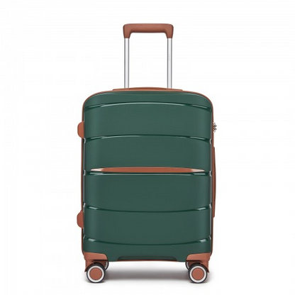 Kono 20-Inch Modern Scratch-Resistant Cabin Suitcase with TSA Lock & Stylish Brown Accents - Green and Brown