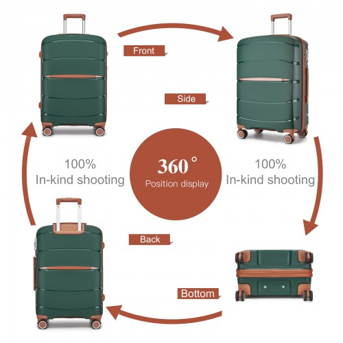 Kono 20-Inch Modern Scratch-Resistant Cabin Suitcase with TSA Lock & Stylish Brown Accents - Green and Brown