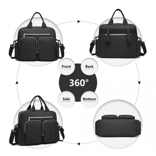 Kono Durable And Functional Changing Tote Bag - Black | Spacious, Waterproof & Multi-Pocket Design