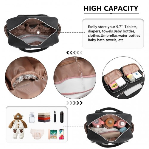 Kono Durable And Functional Changing Tote Bag - Black | Spacious, Waterproof & Multi-Pocket Design