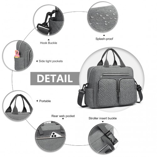 Kono Durable and Functional Changing Tote Bag - Grey | Roomy, Waterproof & Versatile