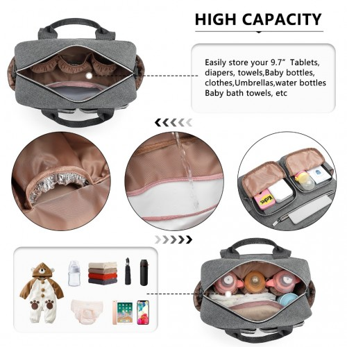 Kono Durable and Functional Changing Tote Bag - Grey | Roomy, Waterproof & Versatile