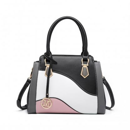 Miss Lulu Pretty Colour Combination Leather Handbag Tote Bag - Black | Elegant PU Leather & Versatile Design
