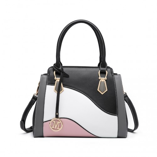 Miss Lulu Pretty Colour Combination Leather Handbag Tote Bag - Black | Elegant PU Leather & Versatile Design