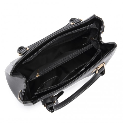 Miss Lulu Pretty Colour Combination Leather Handbag Tote Bag - Black | Elegant PU Leather & Versatile Design