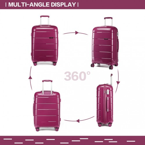 KONO 20 Inch Purple Cabin Size Hard Shell Suitcase - Lightweight & Durable