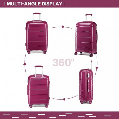 KONO 20 Inch Purple Cabin Size Hard Shell Suitcase - Lightweight & Durable