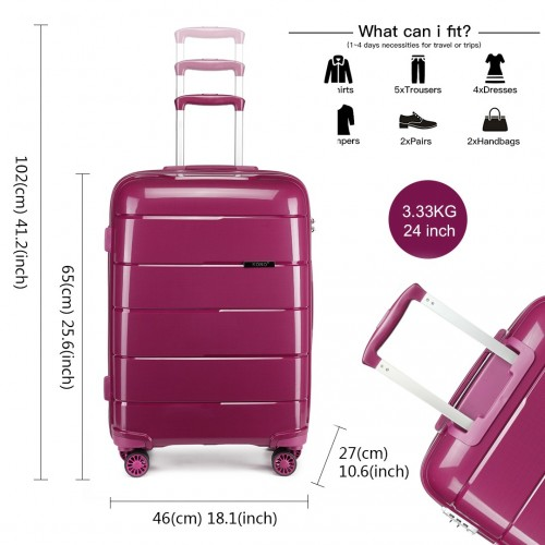 K1997L - KONO 24 INCH HARD SHELL PP SUITCASE - PURPLE