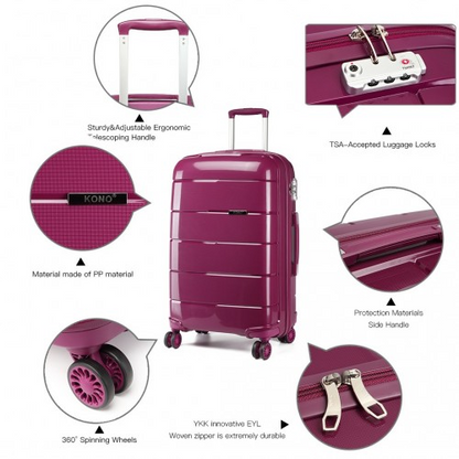 K1997L - KONO 24 INCH HARD SHELL PP SUITCASE - PURPLE