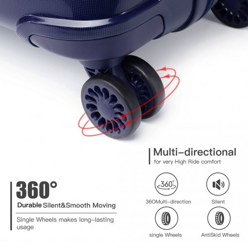 KONO 20 Inch Cabin Size Hard Shell Suitcase - Navy | Lightweight & Durable Travel Luggage