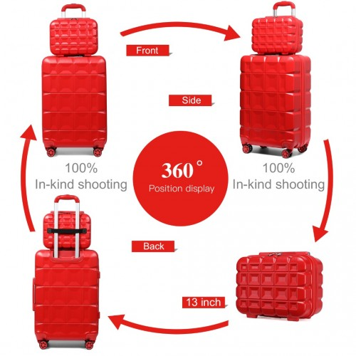 Kono 13/20 Inch Lightweight Hard Shell ABS Cabin Suitcase with TSA Lock & Vanity Case - Red