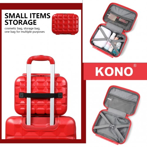 Kono 13/20 Inch Lightweight Hard Shell ABS Cabin Suitcase with TSA Lock & Vanity Case - Red