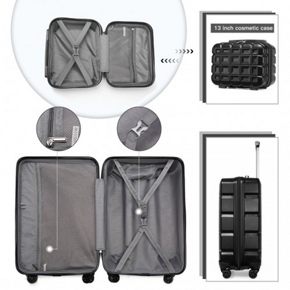 Kono 13/20 Inch Lightweight Hard Shell ABS Cabin Suitcase With TSA Lock And Vanity Case - Black