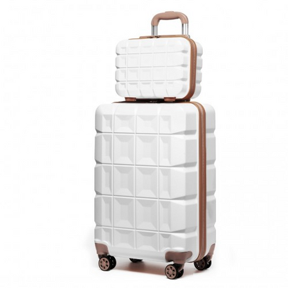 Kono 13/20 Inch Lightweight Hard Shell ABS Cabin Suitcase with TSA Lock and Vanity Case - White