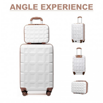 Kono 13/20 Inch Lightweight Hard Shell ABS Cabin Suitcase with TSA Lock and Vanity Case - White