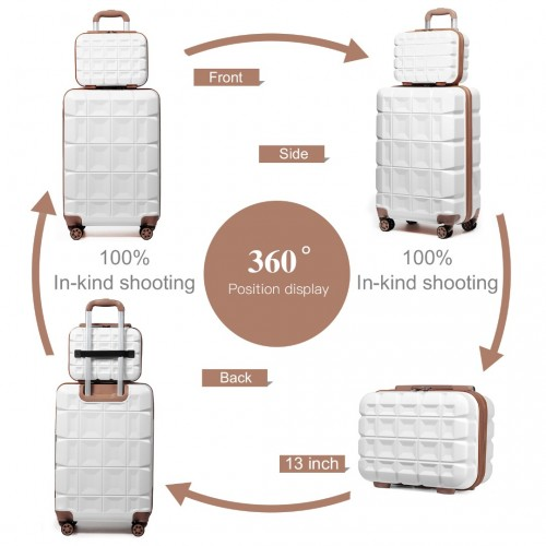 Kono 13/20 Inch Lightweight Hard Shell ABS Cabin Suitcase with TSA Lock and Vanity Case - White