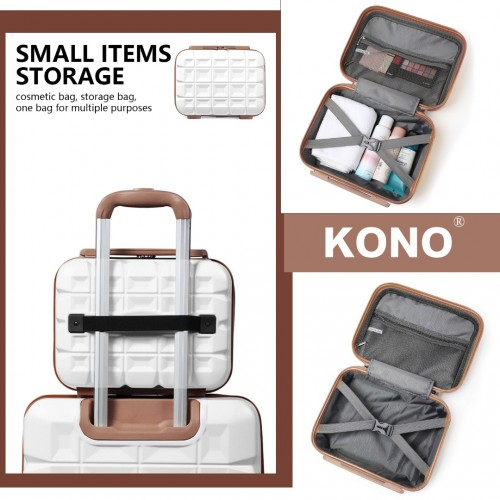 Kono 13/20 Inch Lightweight Hard Shell ABS Cabin Suitcase with TSA Lock and Vanity Case - White