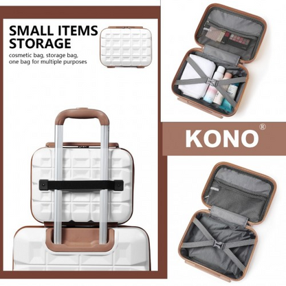 Kono 13/20 Inch Lightweight Hard Shell ABS Cabin Suitcase with TSA Lock and Vanity Case - White