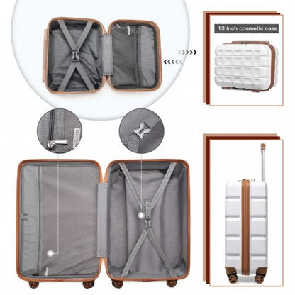 Kono 13/20 Inch Lightweight Hard Shell ABS Cabin Suitcase with TSA Lock and Vanity Case - White