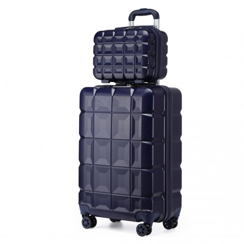 Kono 13/20 Inch Lightweight Hard Shell ABS Cabin Suitcase With TSA Lock And Vanity Case - Navy