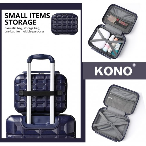 Kono 13/20 Inch Lightweight Hard Shell ABS Cabin Suitcase With TSA Lock And Vanity Case - Navy