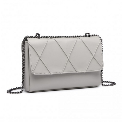 Miss Lulu Rhombus Flap Chain Shoulder Bag - Grey | Stylish & Practical Women's Handbag